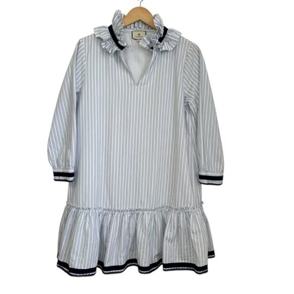 Tuckernuck Women Grosgrain Trim Oxford Stripe Bouvier Mini Dress Sz Small Preppy - Picture 2 of 11